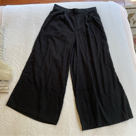 Banana Republic Linen-Blend Cropped Wide Leg Pant Black S EUC - Picture 6 of 14